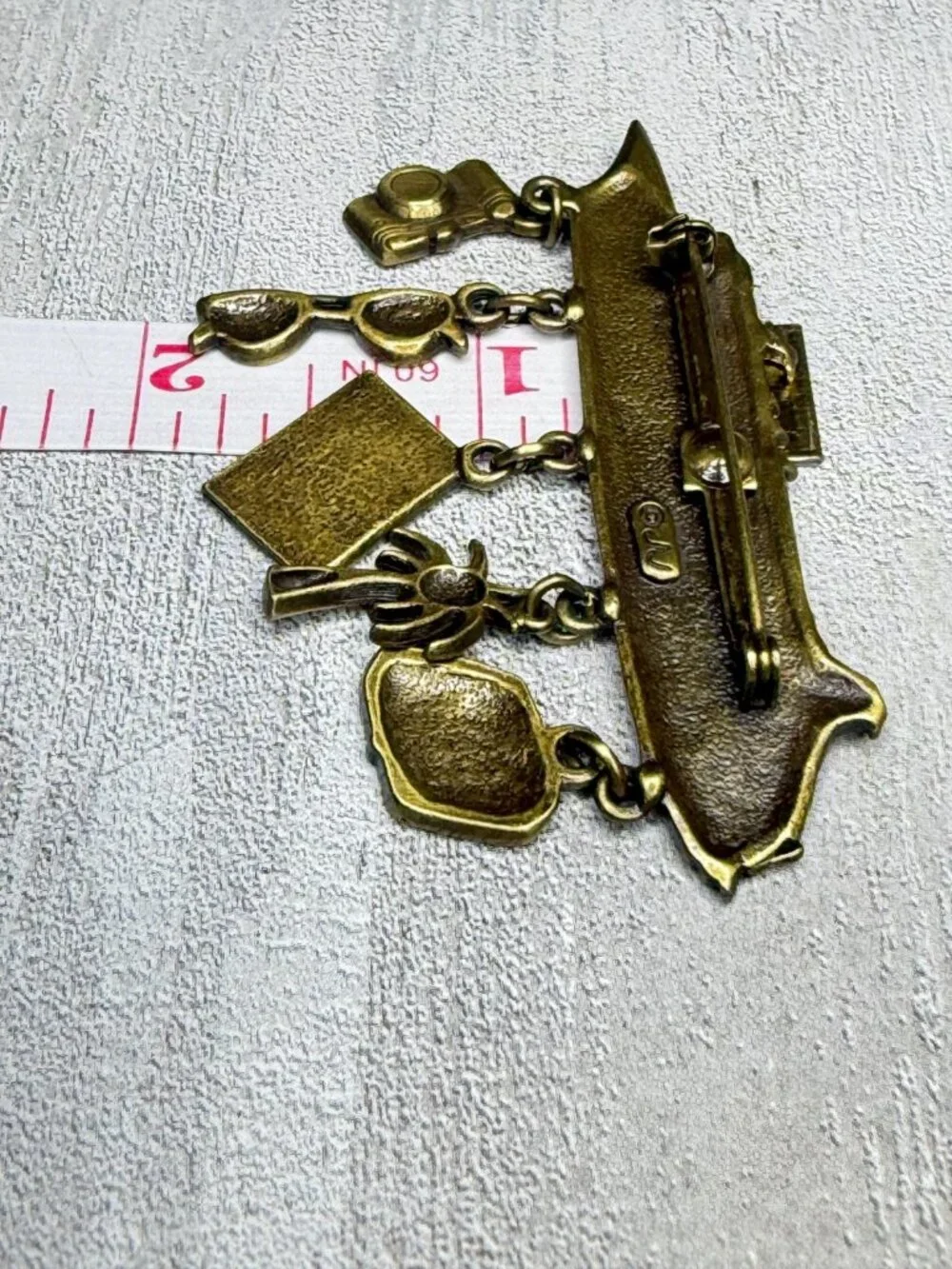 Cruise Ship Brooch Dangle Charms Vintage JJ Jonette Pin